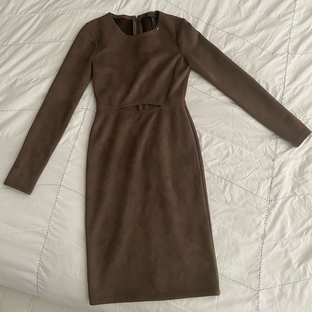 BCBG MaxAzria Faux Suede Cutout Midi Dress